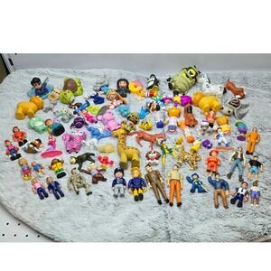 Assorted Lot Of Small Toy Figures People Animals And Accessories For Kids Play